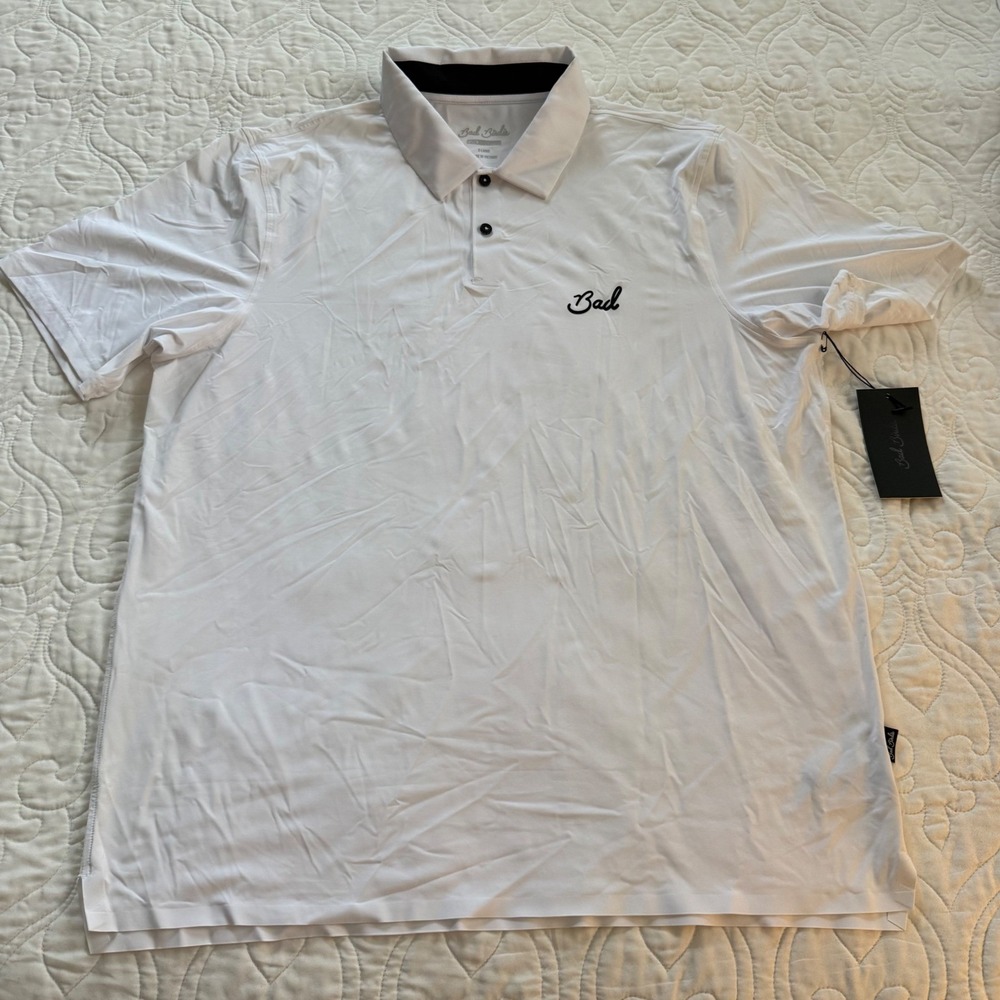 Bad Birdie Mens Cooling Polo Brilliant White Bad Elements BBMP023-432 XL NWT - Picture 6 of 12